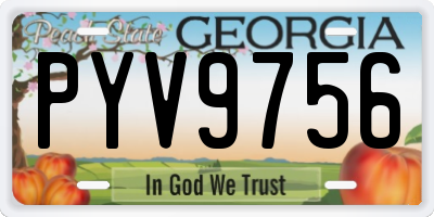 GA license plate PYV9756