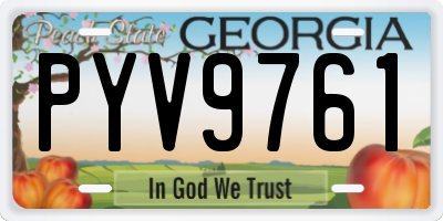 GA license plate PYV9761
