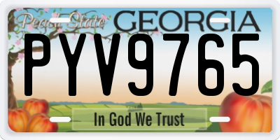 GA license plate PYV9765