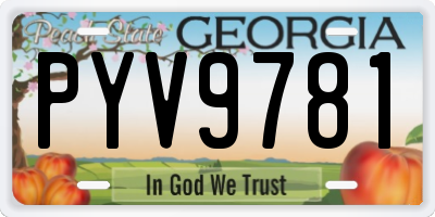 GA license plate PYV9781