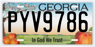 GA license plate PYV9786