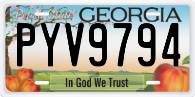 GA license plate PYV9794