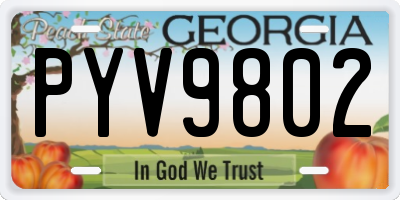 GA license plate PYV9802