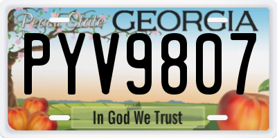 GA license plate PYV9807