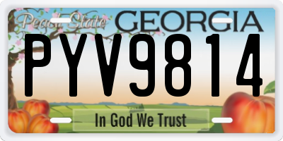 GA license plate PYV9814