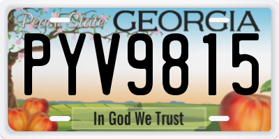 GA license plate PYV9815