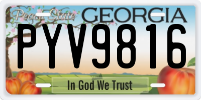 GA license plate PYV9816