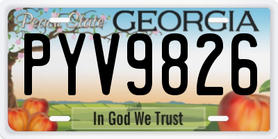 GA license plate PYV9826