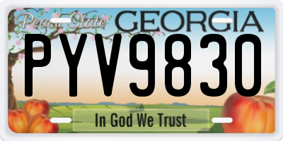 GA license plate PYV9830
