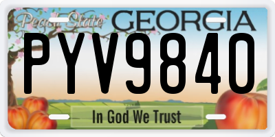 GA license plate PYV9840