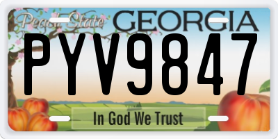 GA license plate PYV9847