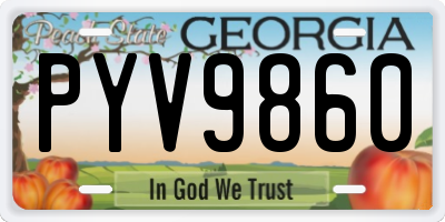 GA license plate PYV9860