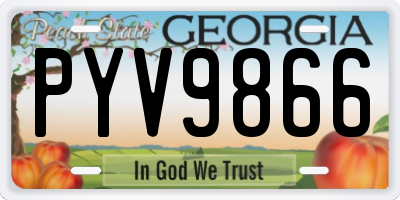 GA license plate PYV9866