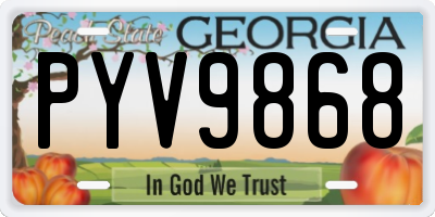 GA license plate PYV9868