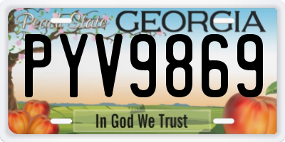 GA license plate PYV9869
