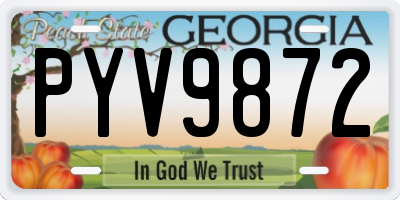 GA license plate PYV9872