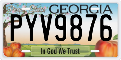 GA license plate PYV9876