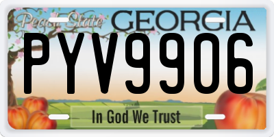 GA license plate PYV9906