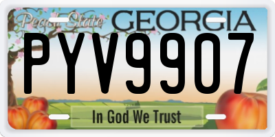 GA license plate PYV9907