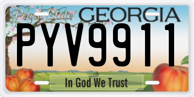 GA license plate PYV9911