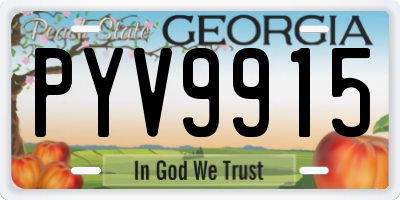 GA license plate PYV9915