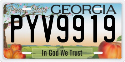 GA license plate PYV9919