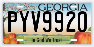 GA license plate PYV9920
