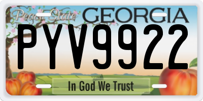 GA license plate PYV9922