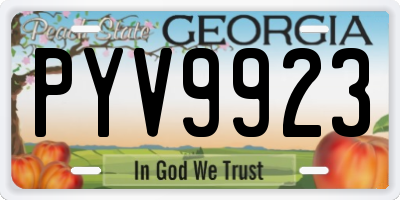 GA license plate PYV9923
