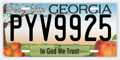 GA license plate PYV9925