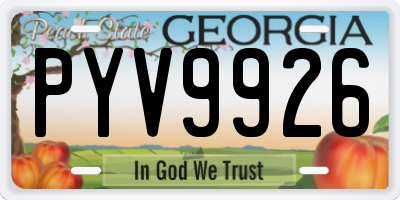 GA license plate PYV9926