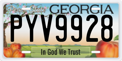 GA license plate PYV9928