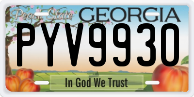 GA license plate PYV9930
