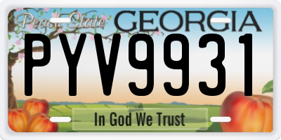 GA license plate PYV9931