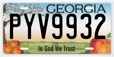 GA license plate PYV9932