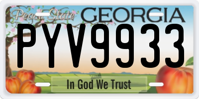GA license plate PYV9933