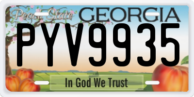 GA license plate PYV9935