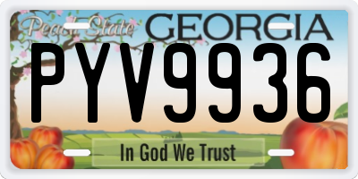 GA license plate PYV9936