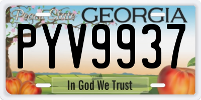 GA license plate PYV9937