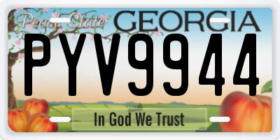 GA license plate PYV9944