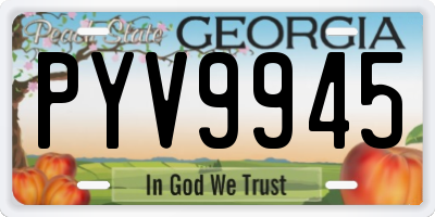 GA license plate PYV9945