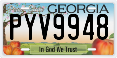 GA license plate PYV9948