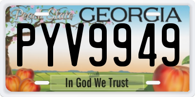 GA license plate PYV9949