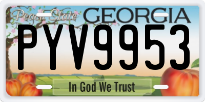 GA license plate PYV9953