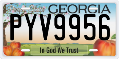 GA license plate PYV9956