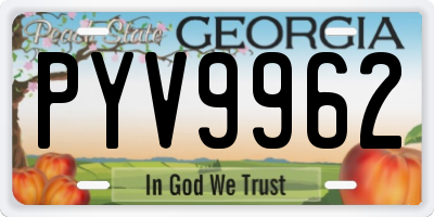 GA license plate PYV9962