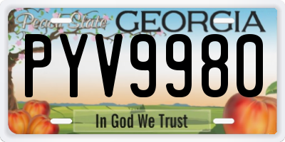 GA license plate PYV9980
