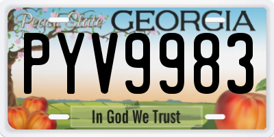GA license plate PYV9983