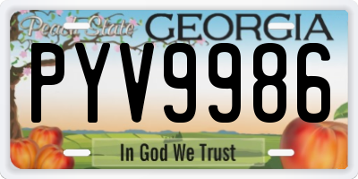 GA license plate PYV9986
