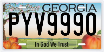 GA license plate PYV9990